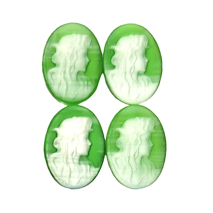 13X18MM WOMAN CAMEO CAT'S EYE GREEN